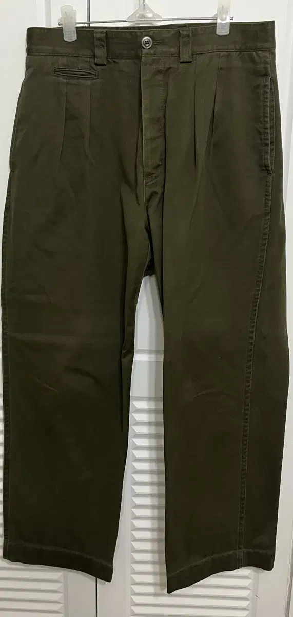 PT01 PT05 Two-Tuck Wide Cotton Pants Khaki Olive 30