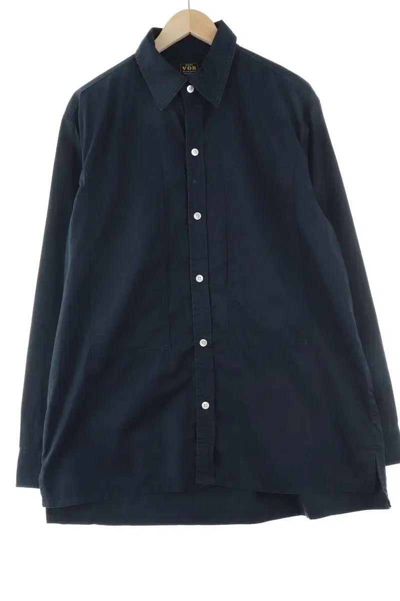 (L) BrandVintage Shirt Southern Navy Plain Solid - FBF9