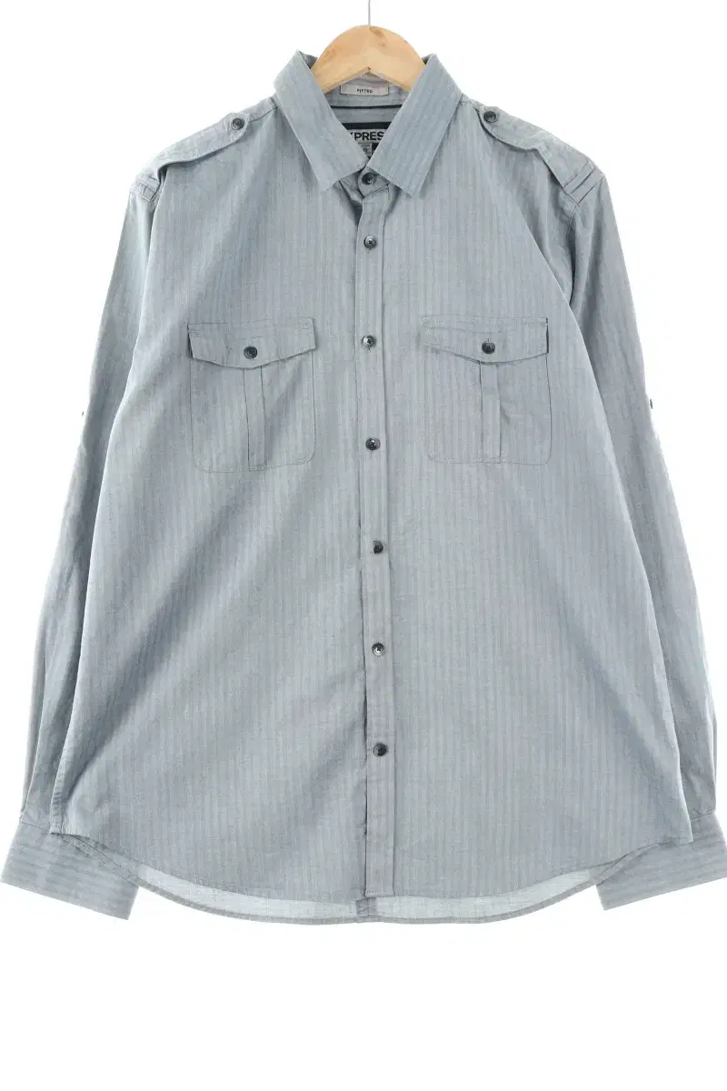 (XL) BrandVintage Shirt Southern Gray Cotton Stripe Old School-FC3F