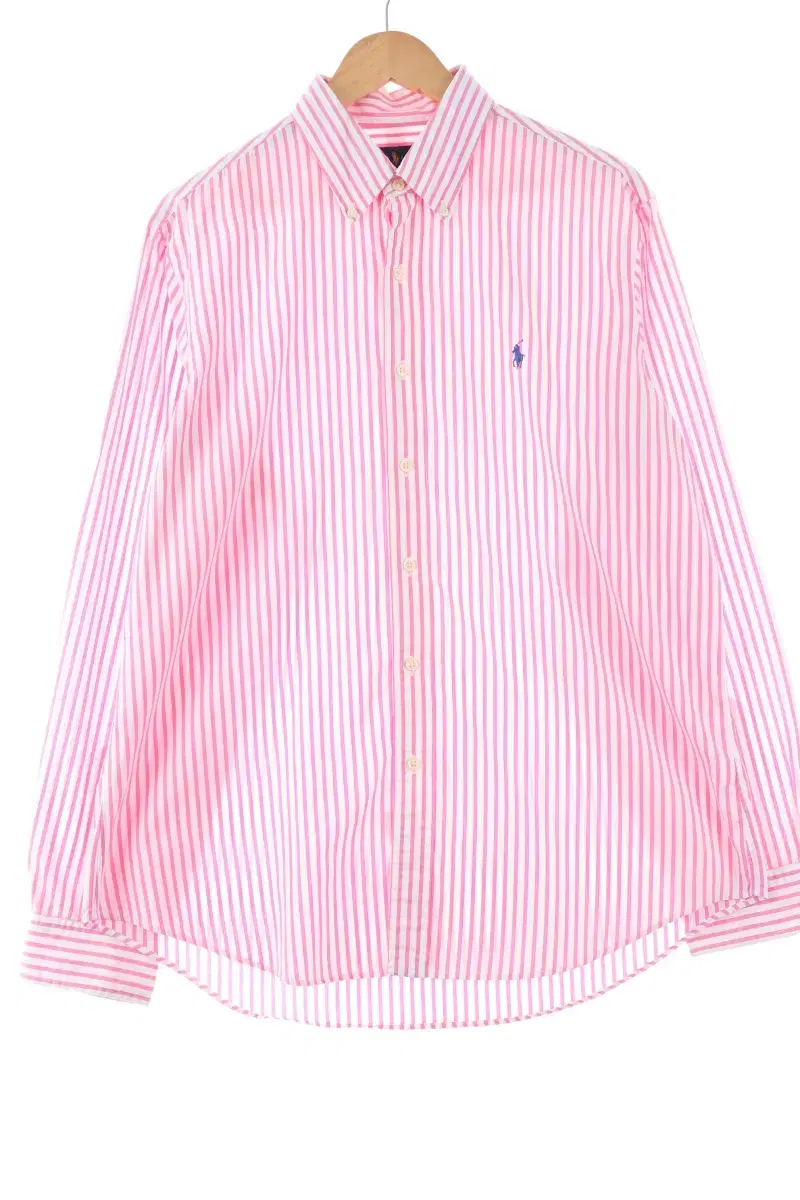 (L) Polo Ralph Lauren Shirt Southern Pink Stripe Old School - FC41