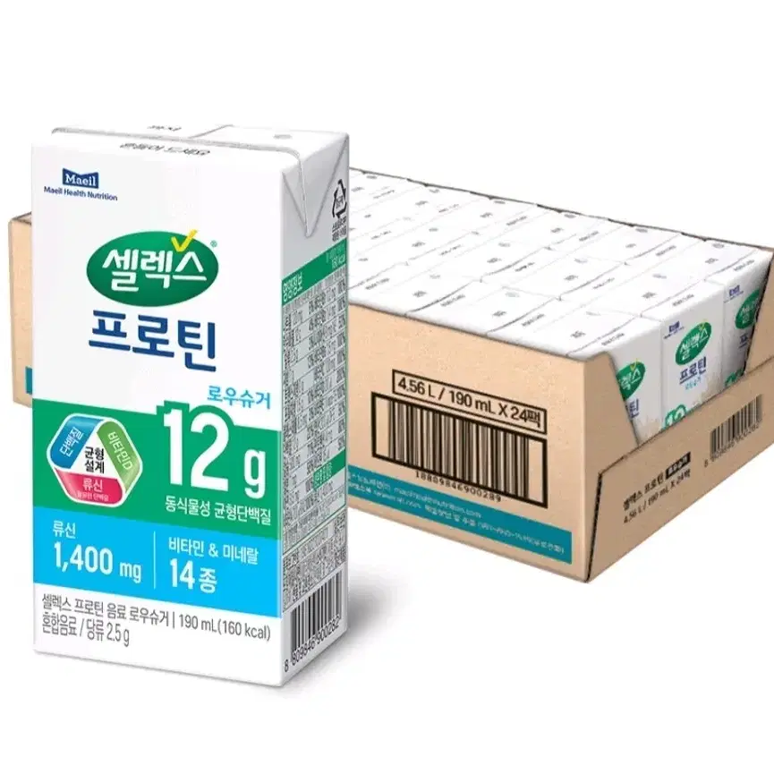 셀렉스 마시는 프로틴 음료 로우슈거 190ml 24개