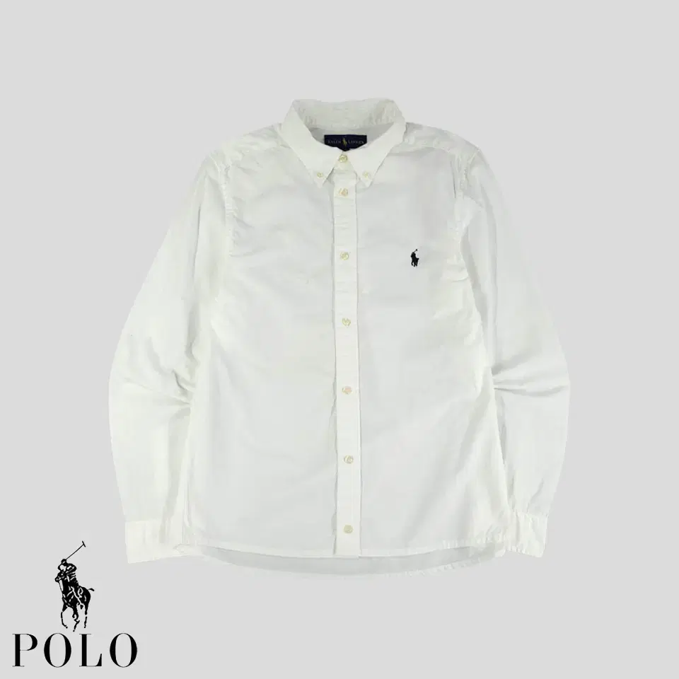 Polo Ralph Lauren White Navy Pony Button Down Simple Casual Minimalist Southern Shirt W