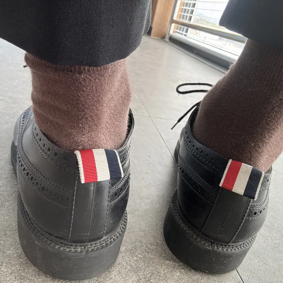 Thom browne 톰브라운 레인부츠 TPU 롱윙 브로그 260/US8