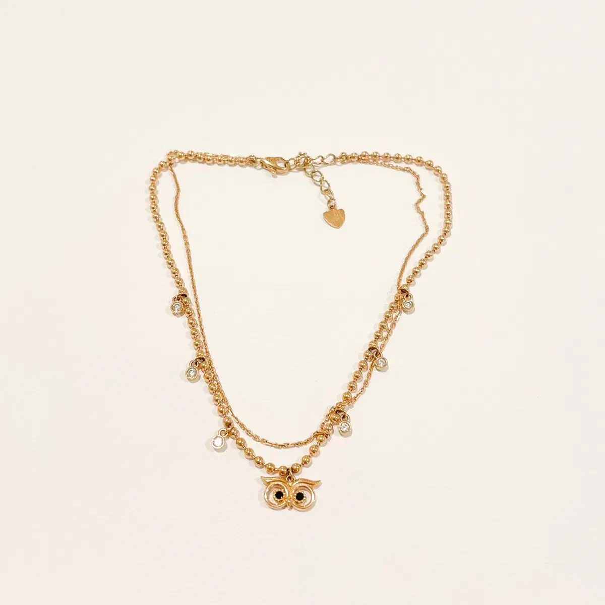 18K Owl Anklet 2-Row Chain