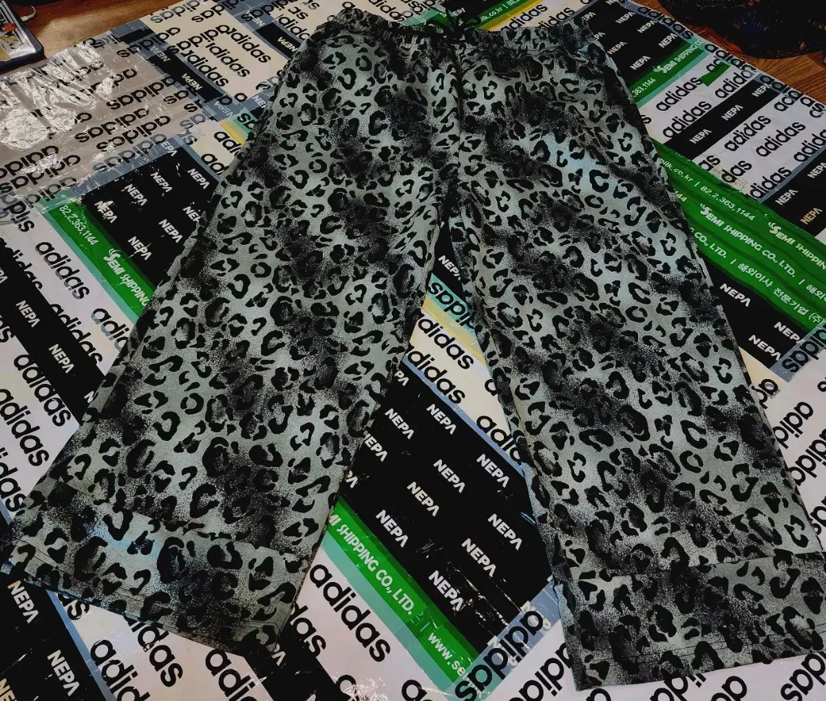 Leopard Banded Wide-leg Pants L