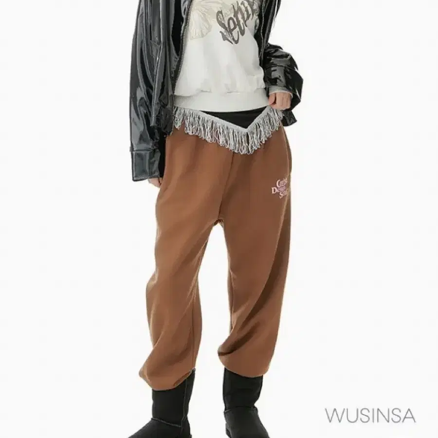 카비시 SELLER LOGO SWEATPANTS ( BROWN )