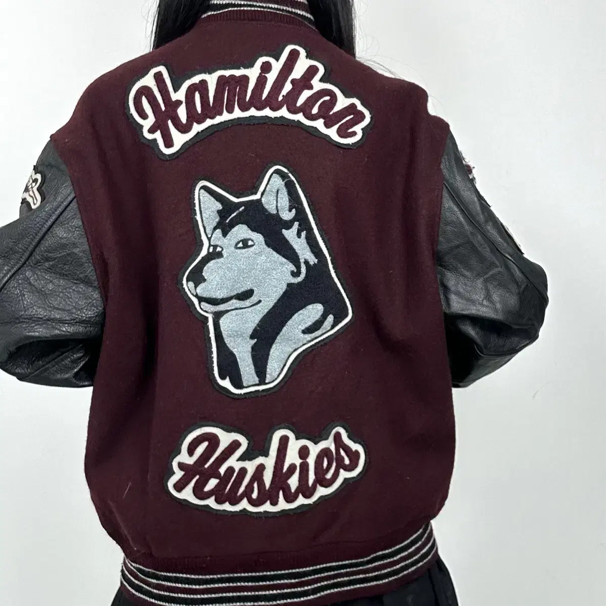 (무료배송) 2000s USA Hamilton huskies 레더 바시티