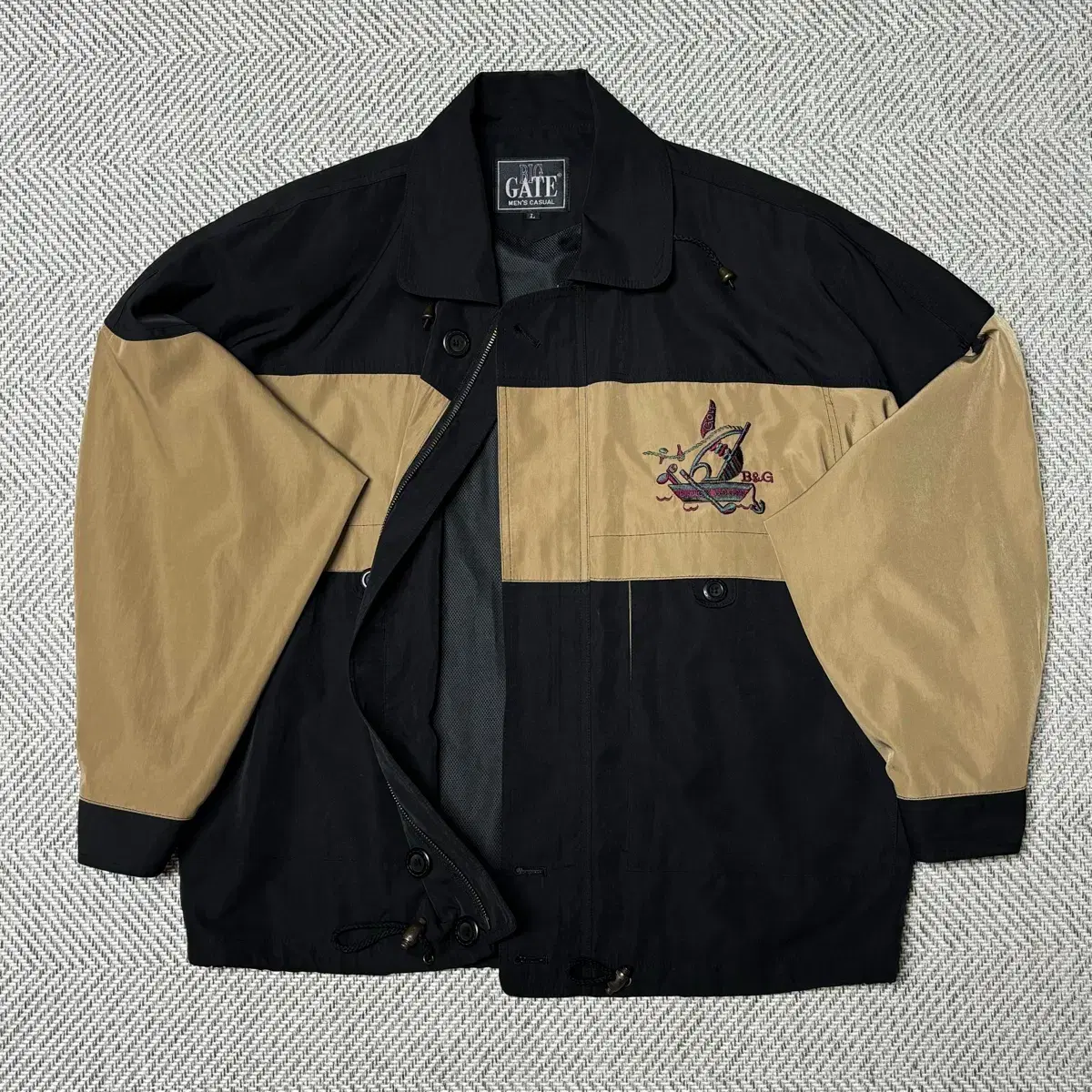 BIGGATE B&G Shoulder Pads Old School Windbreaker Zip Jacket