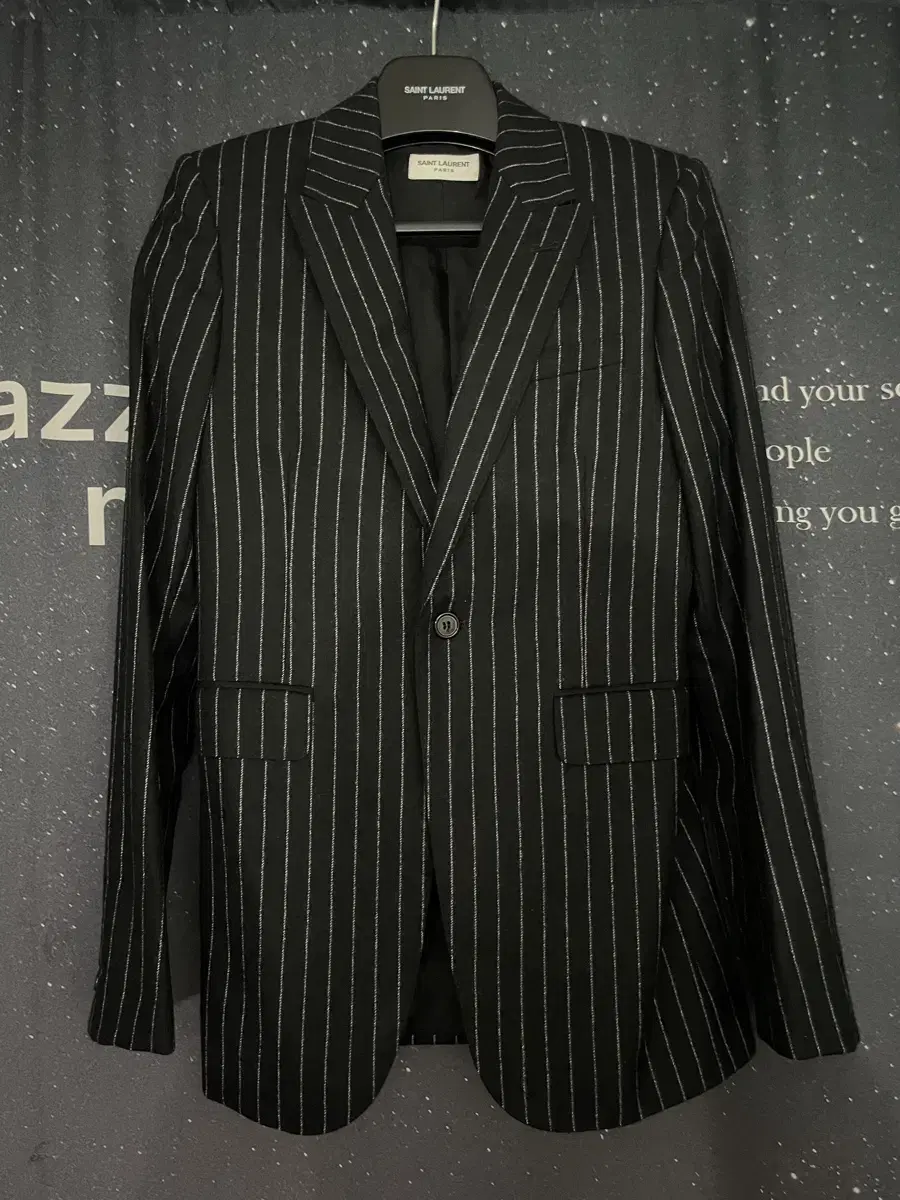 [42] Saint Laurent striped one-button jacket