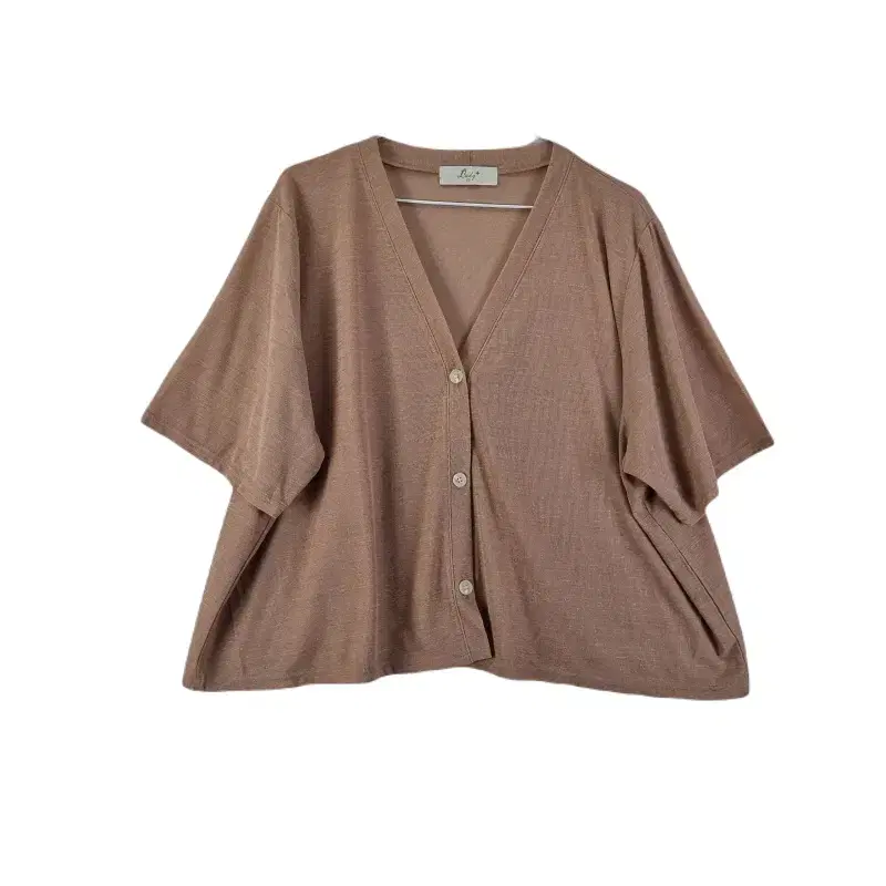 E6953 LADY W3SIZE Beige loose short sleeve cardigan/dirk