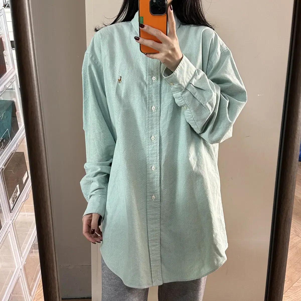 폴로 긴팔 셔츠 민트 16.5 XL