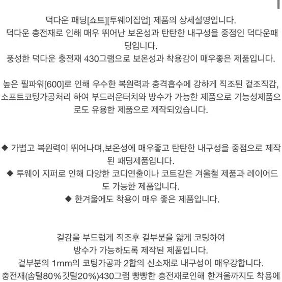 퍼스널팩 덕다운 숏패딩 100사이즈 팝니다