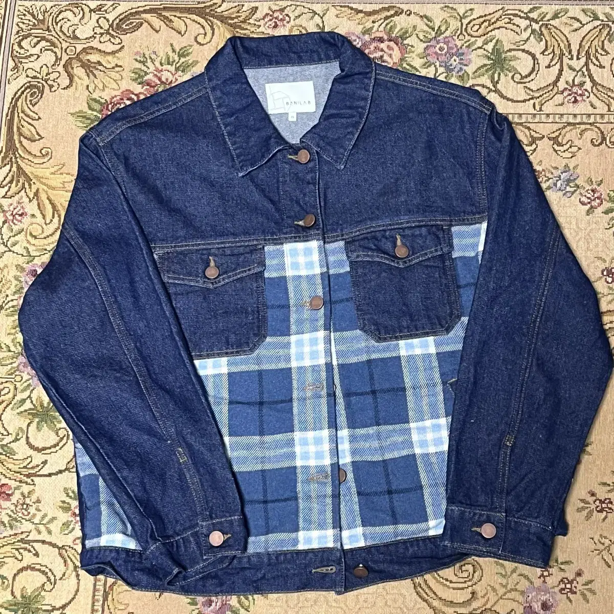 Checked denim jacket