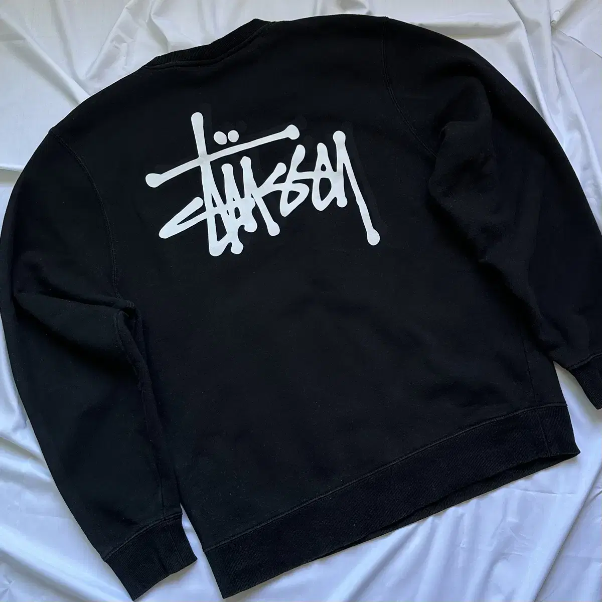 [M] STUSSY 스투시 베이직 로고 기모 맨투맨 티셔츠