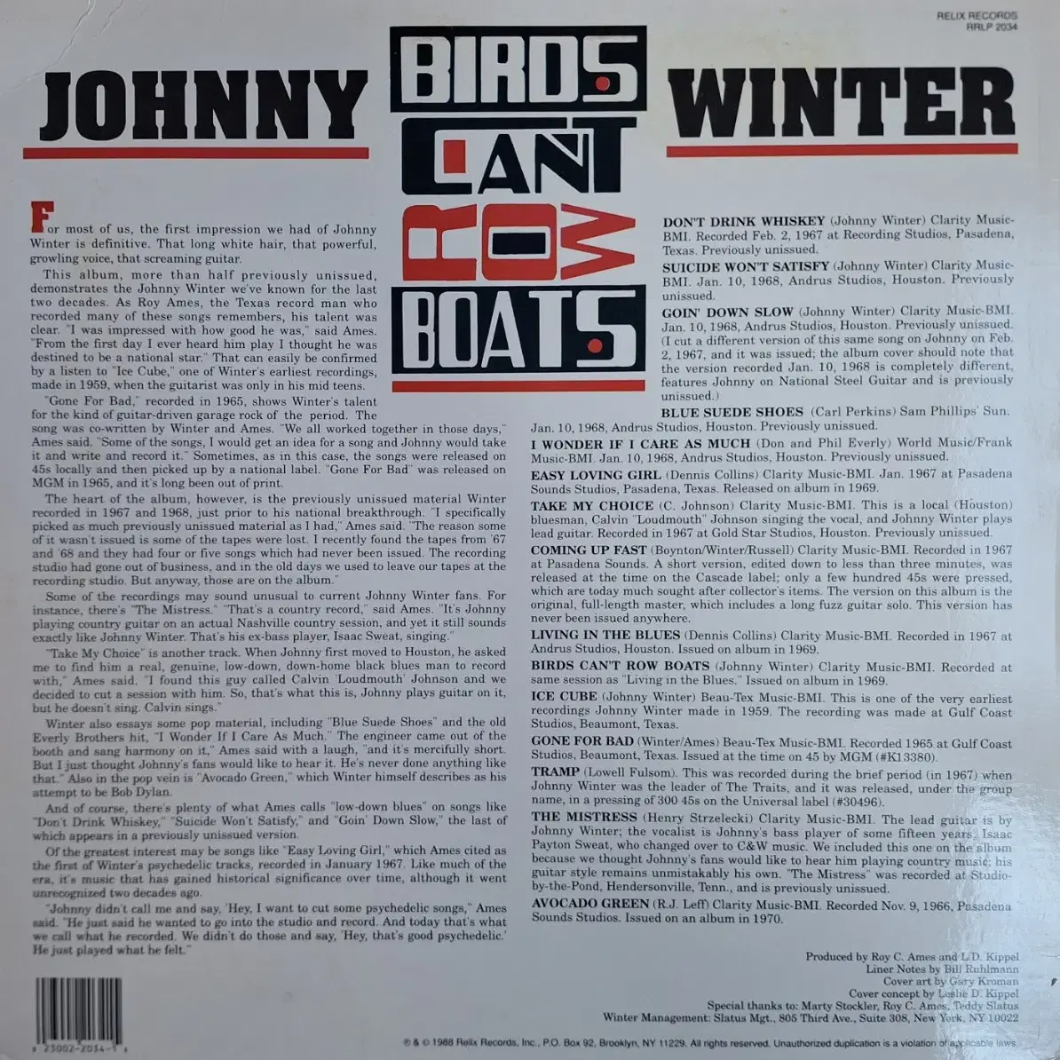 미국원반/Johnny Winter LP