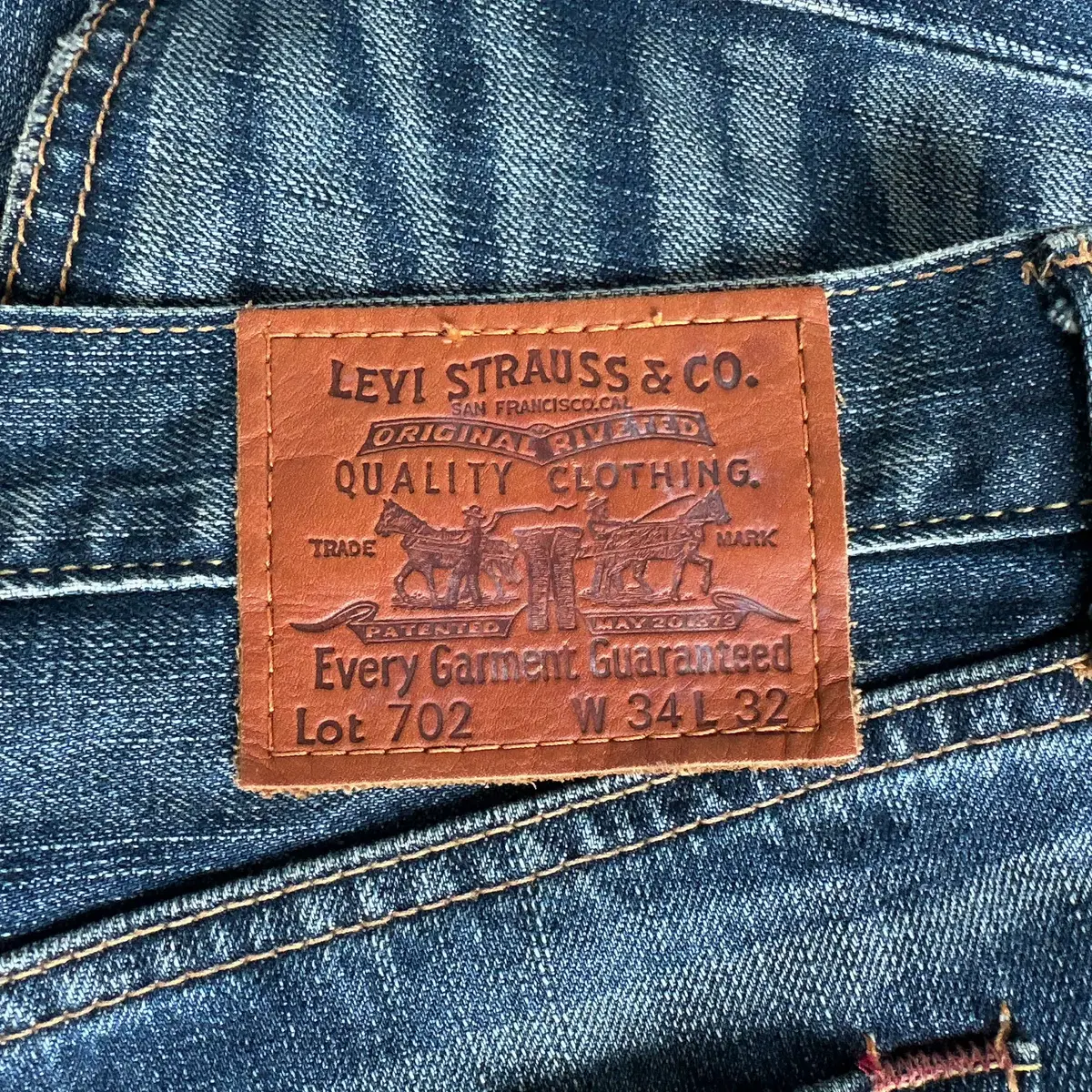 Levis 리바이스 JPN 일본판 702 워싱 진청 데님 팬츠 (34)