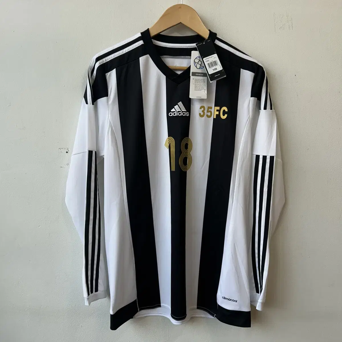 (Free Shipping) Adidas White/Black Long Sleeve Jersey