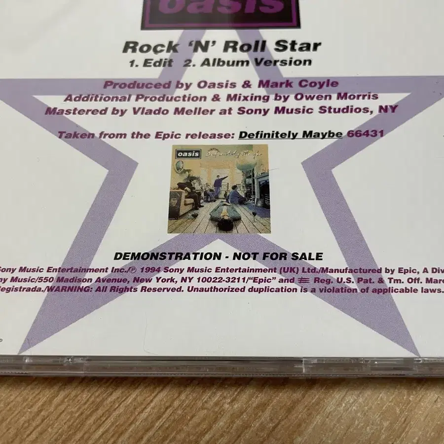 오아시스 Rock N Roll Star 미국 프로모 싱글 CD