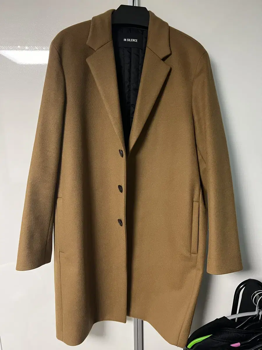 Insilence Camel Brown Single Long Coat Size M Wool Cashmere