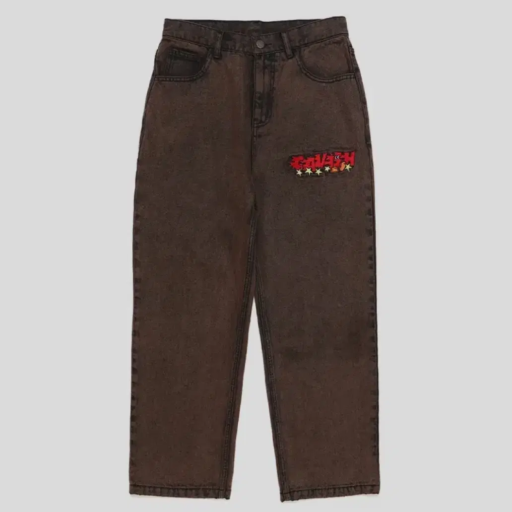 카비시  5-POCKET EMB DENIM PANTS BROWN