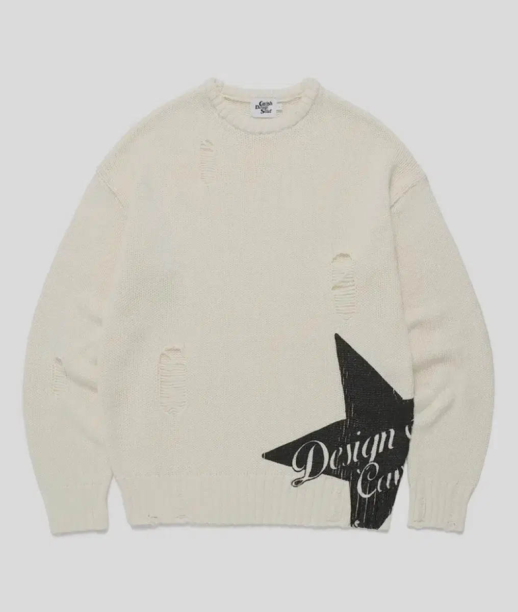 카비시 니트 W DAMAGED STAR KNIT CREWNECK IVOR