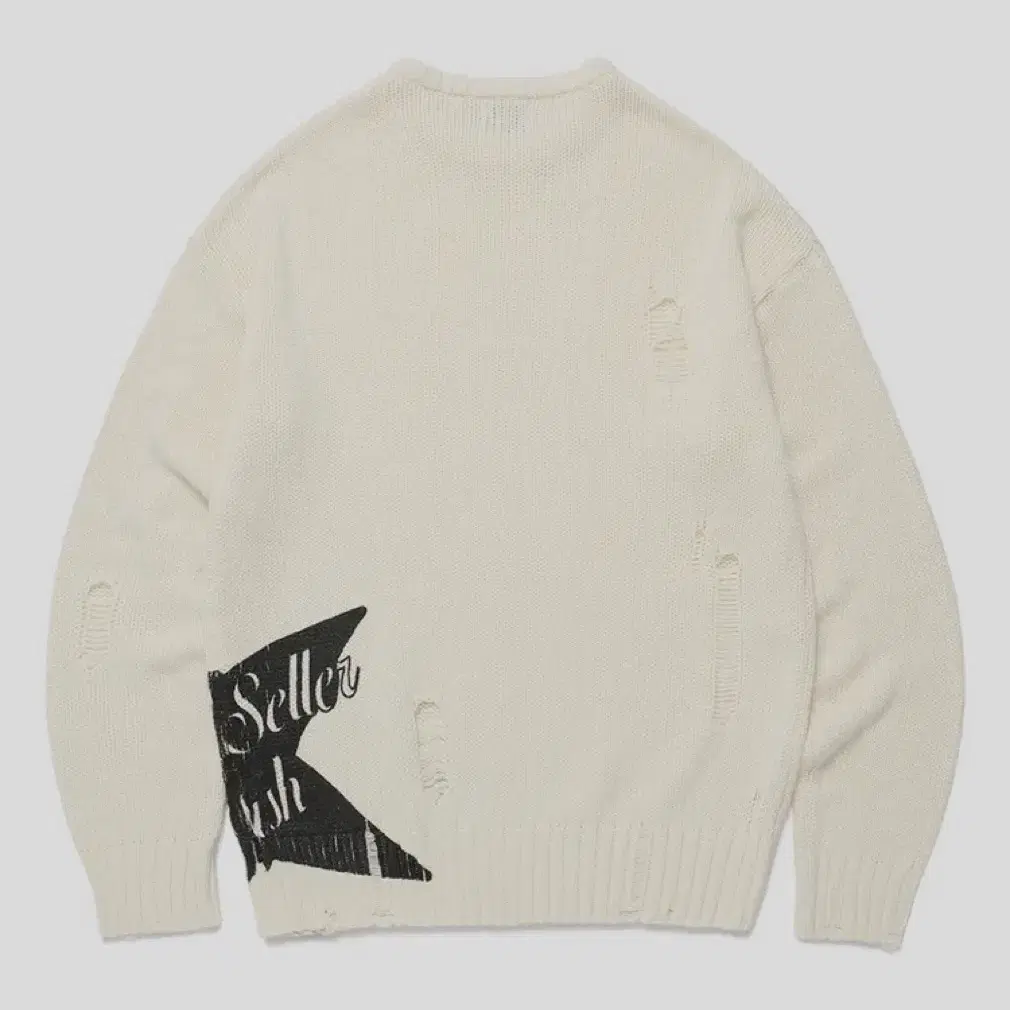 카비시 니트 W DAMAGED STAR KNIT CREWNECK IVOR