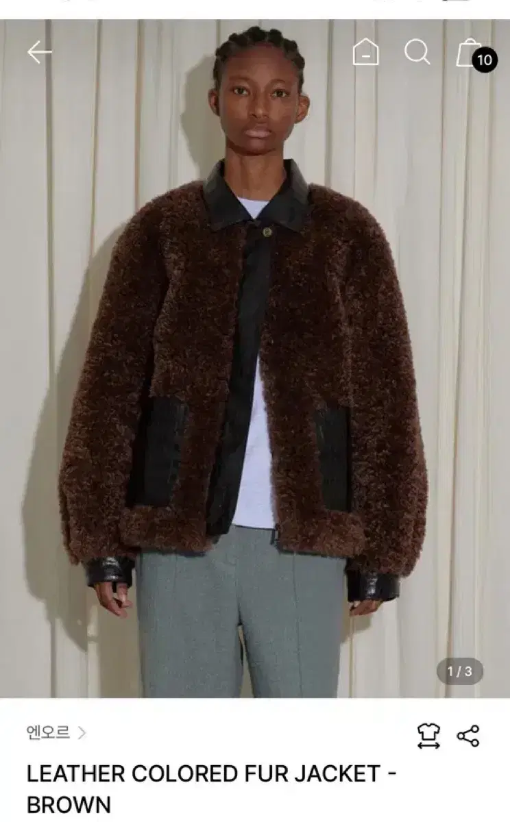 엔오르 LEATHER COLORED FUR JACKET