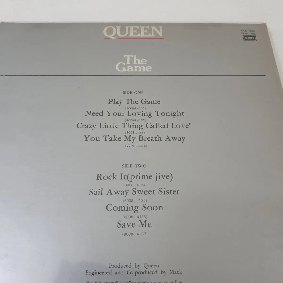 QUEEN  LP  1980   THE  GAME