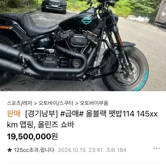 팻밥 114 올블랙 145xxkm