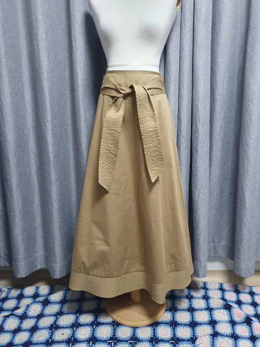 S-cotton beige maxi skirt