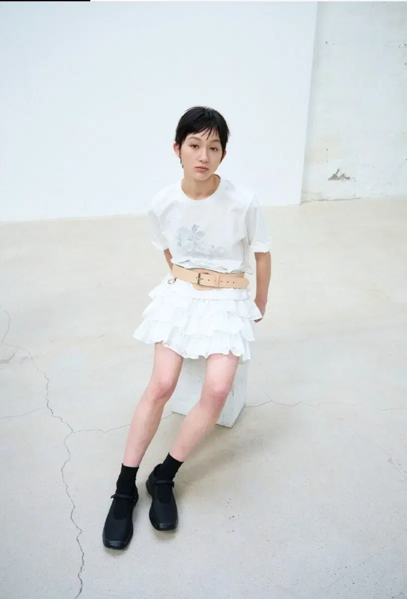 *새상품/17일까지*)버뮬라 아일렛 캉캉 프릴 스커트
