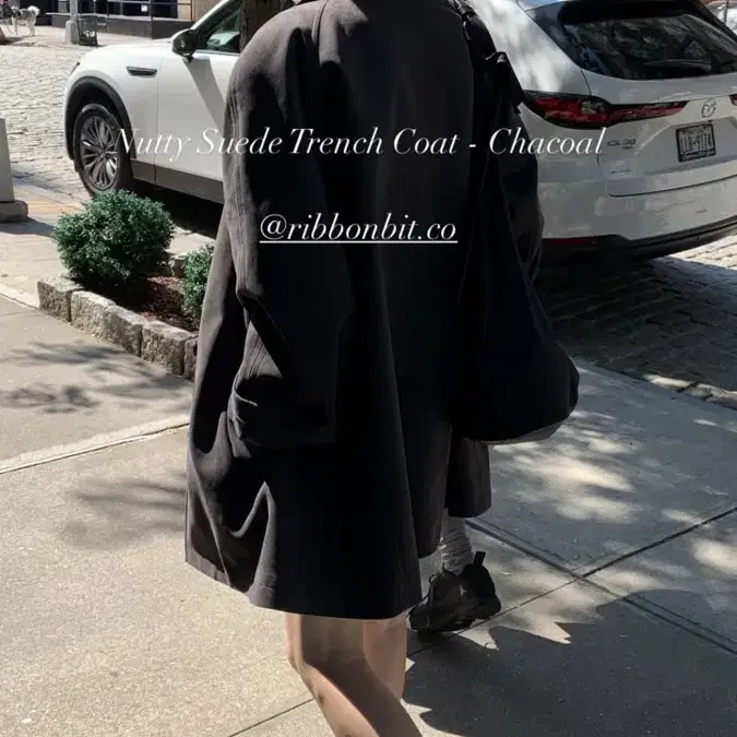 리본빛 ribbonbit nutty suede trench(차콜)