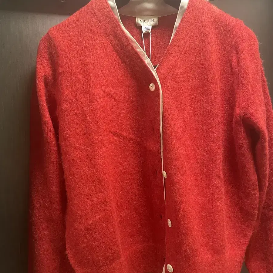 시엔느 rosha organza alpaca cardigan (red)