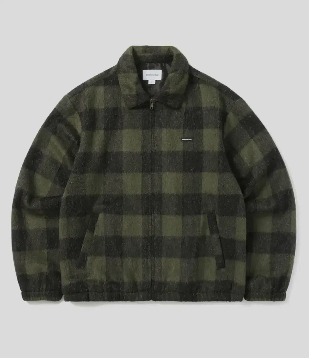 S) [New] This Is Never That Brushed Check Zip Jacket Olive