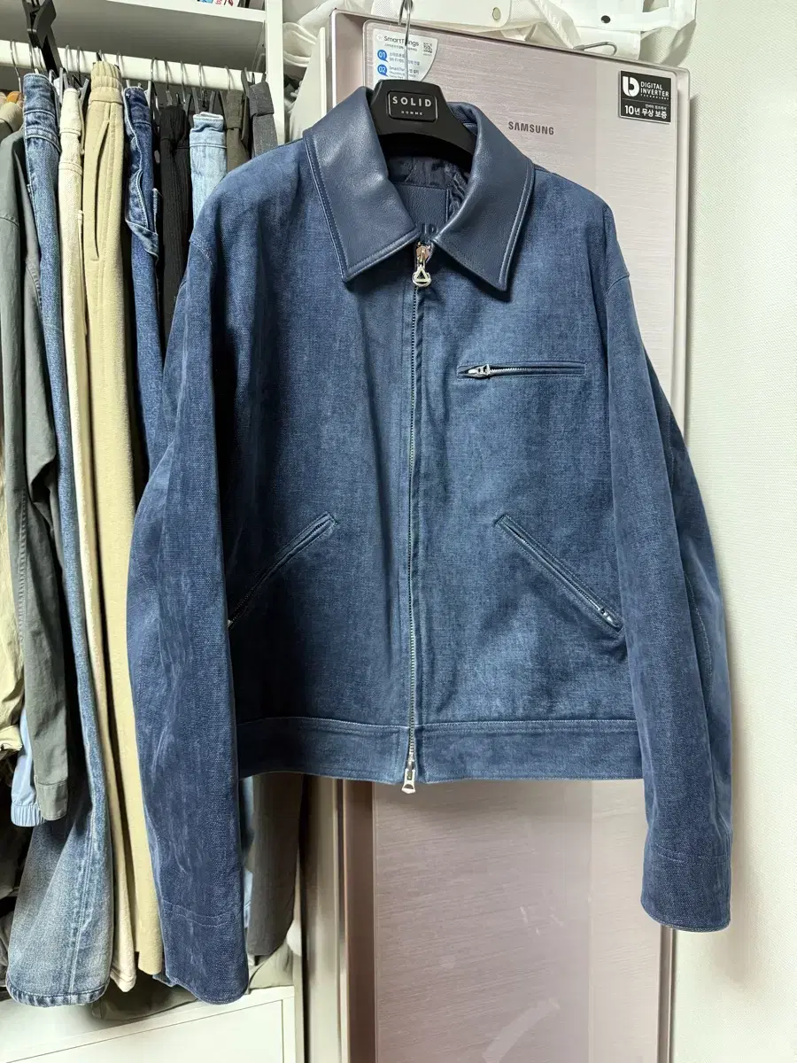 솔리드옴므 23FW 레더넥 하드코튼 자켓 50사이즈