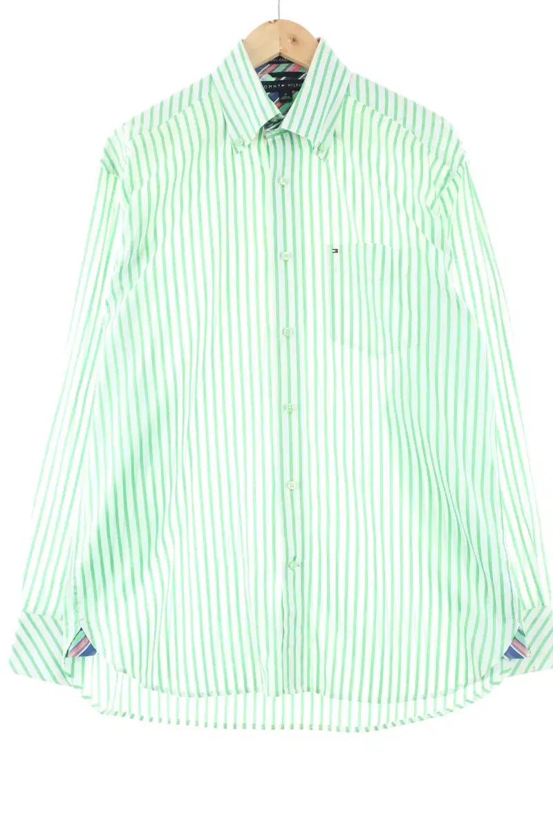 (M) Tommy Hilfiger Shirt Southern Green Stripe Old School Loose Fit - FBDA