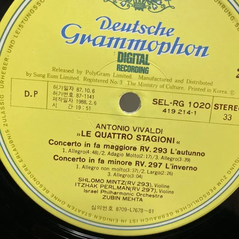 ANTONIO VIVALDI   LP / AA6113