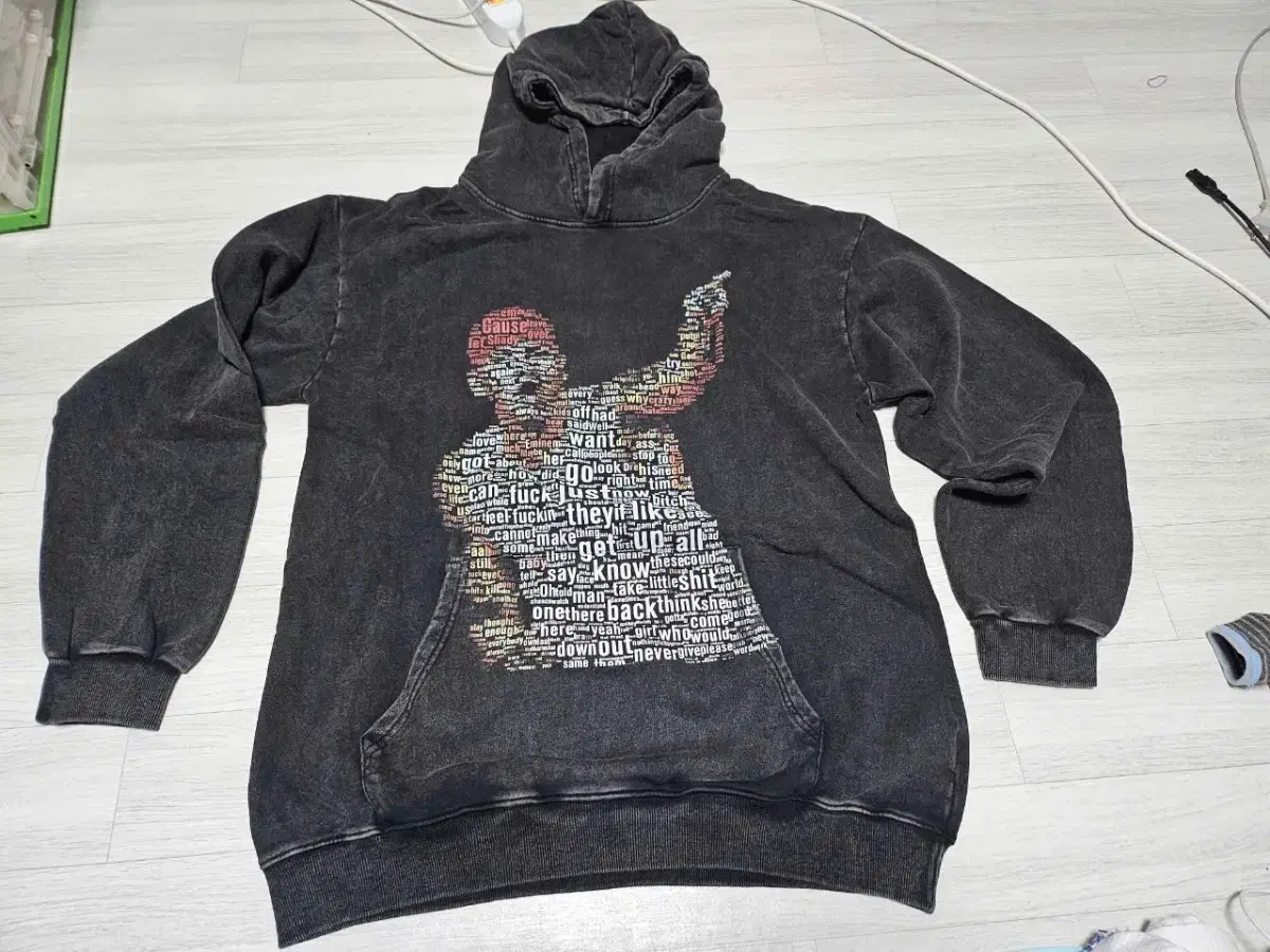 Eminem Big Print Stonewashed Oversized Hoodie