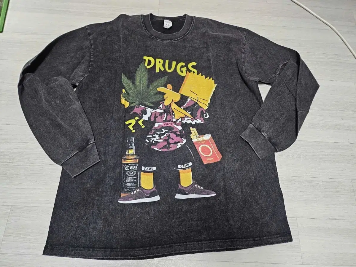 The Simpsons Big Print Stonewashed Oversized Long Sleeve T-Shirt