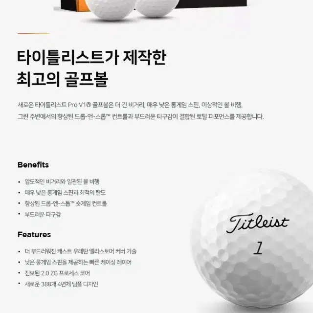 (타이틀리스트 정품) PRO V1 골프공 9더즌 세트 (화이트)