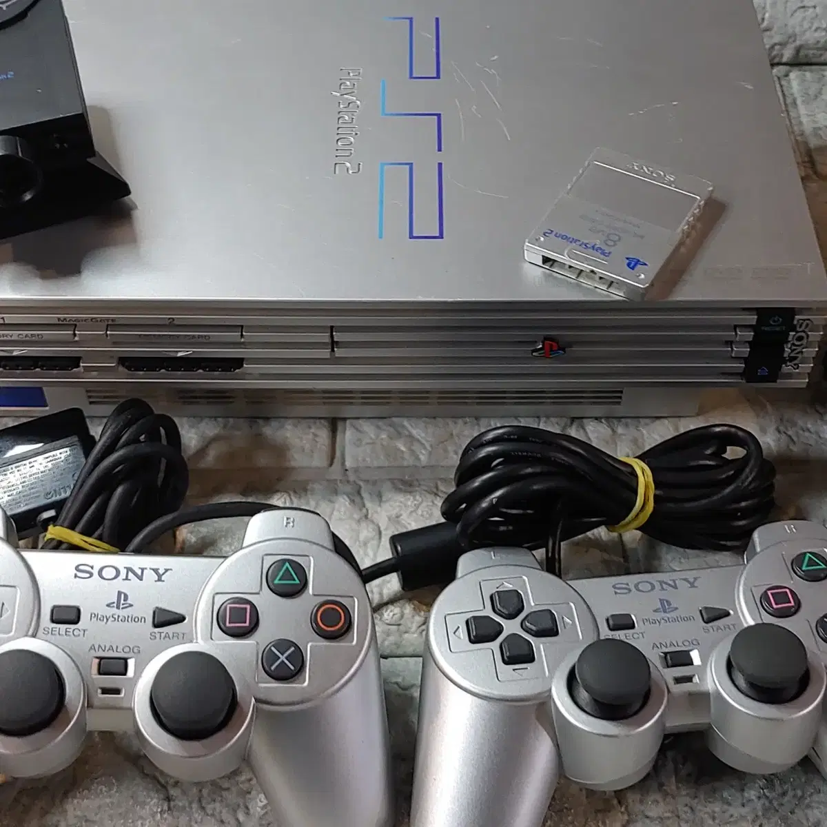 소니 ps2 한국정발 scph-50005번대 실버 1인셋