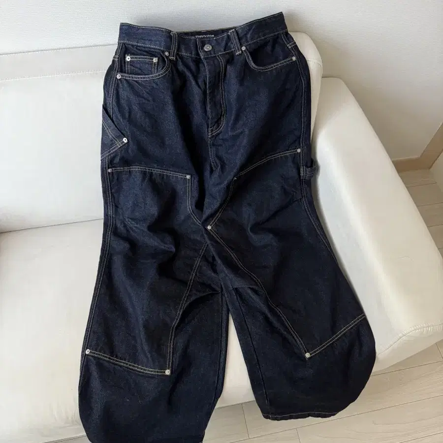 9999ARCHIVE DOUBLE KNEE DENIM PANTS