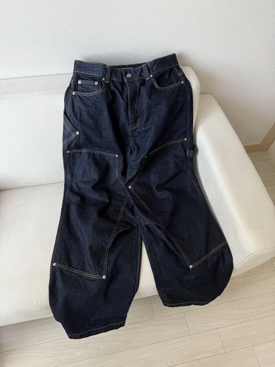 9999archive double knee denim pants