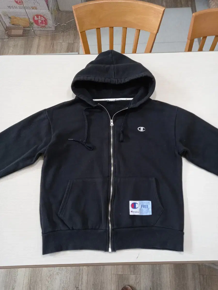 L100 Champion Boxy brushed hoodie with zip-up black L-461