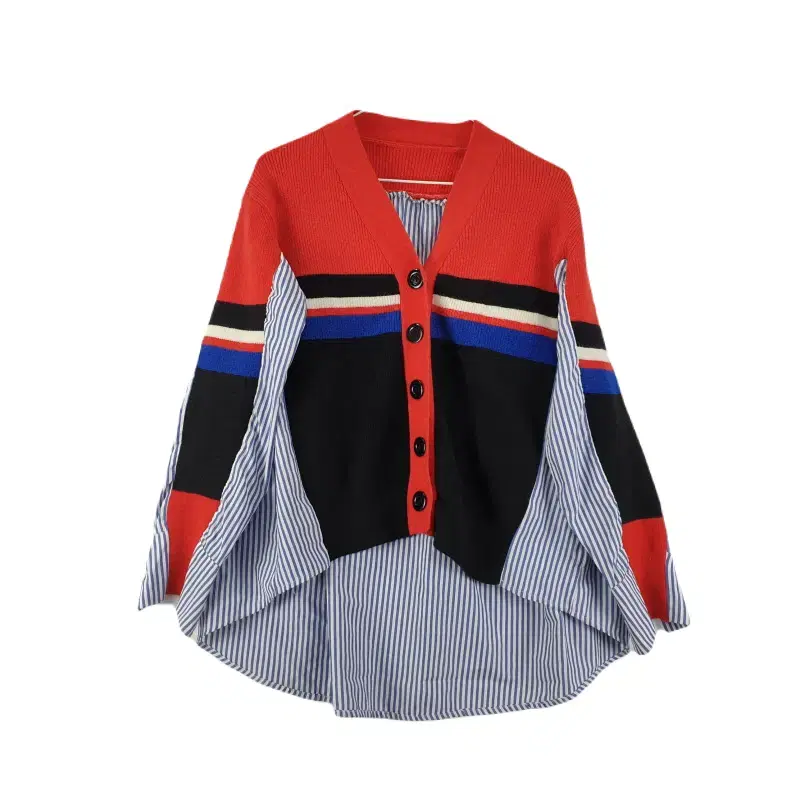 E7003 Women's FREE Striped Shirt Layered Cardigan/Dirk