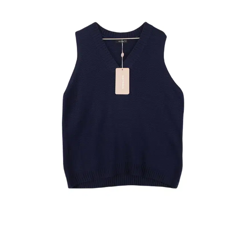 E7017 HAPPING WOMEN1SIZE Navy V-Neck Knitted Vest New/Dirk