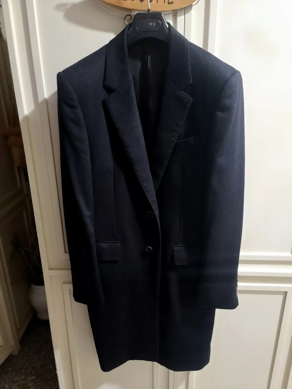 TIME HOMME/Italian cashmere 100% black single coat/100