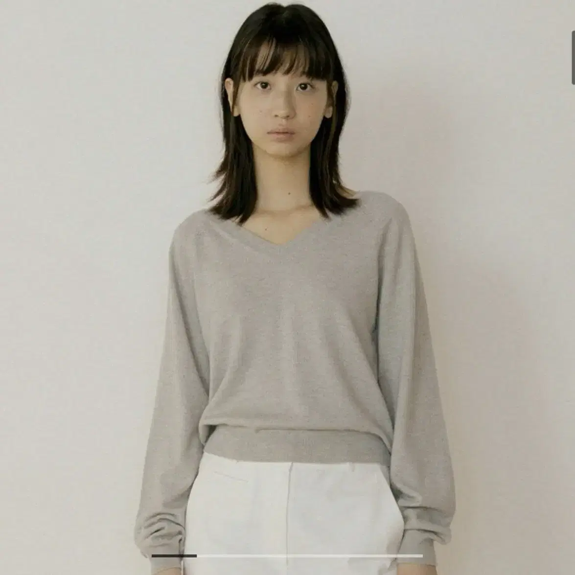 [새상품] 링서울 merini wool V-neck knit top