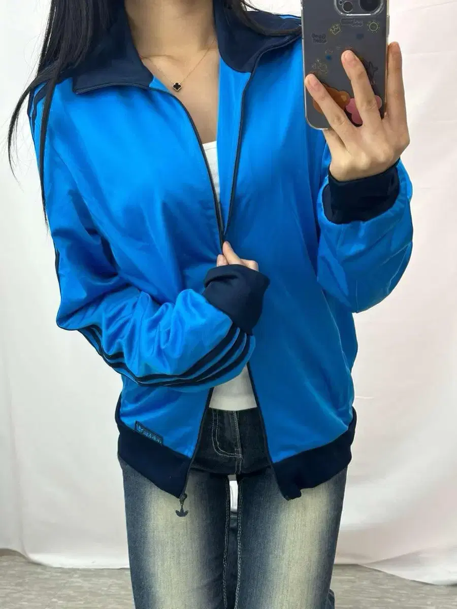 00S Adidas Skyblue new jeans Anodized Y2K Track Top Rare(95)