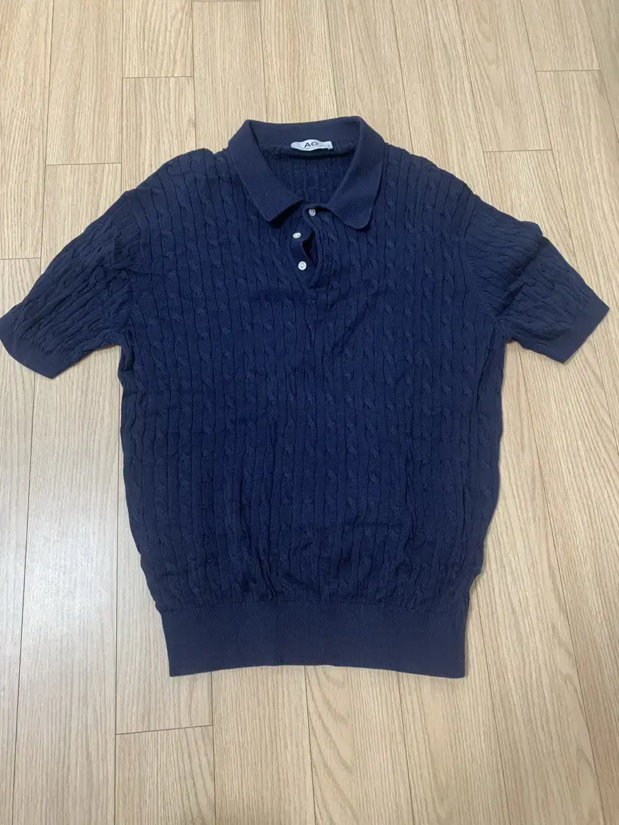 [S] Against All Odds Cable kara Short Sleeve Knit Navy